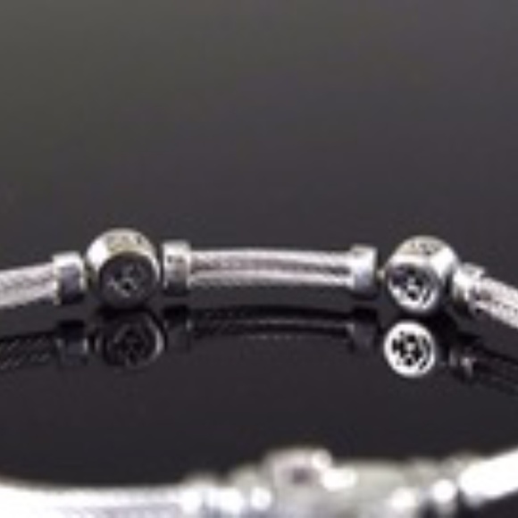 Charriol 18K White Gold Stainless Steel 0.50ct Diamond Cable Wire Bracelet - Picture 8 of 9